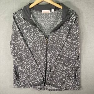 Stan Herman Womens Large Gray Full Zip Up Knit Cardigan Sweater‎ Jacket